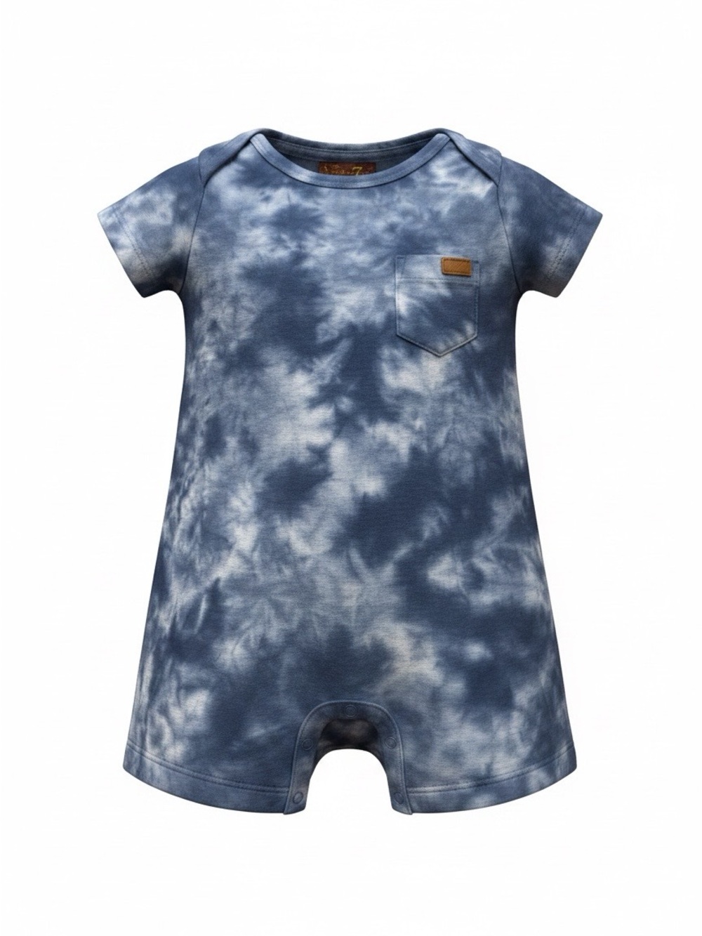7 For All Mankind Blue Tie-Dye Kids One-Piece Bodysuit